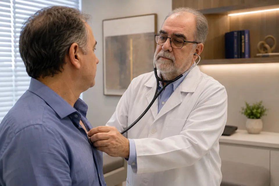 Dr. Paulo Palma analisando um exame